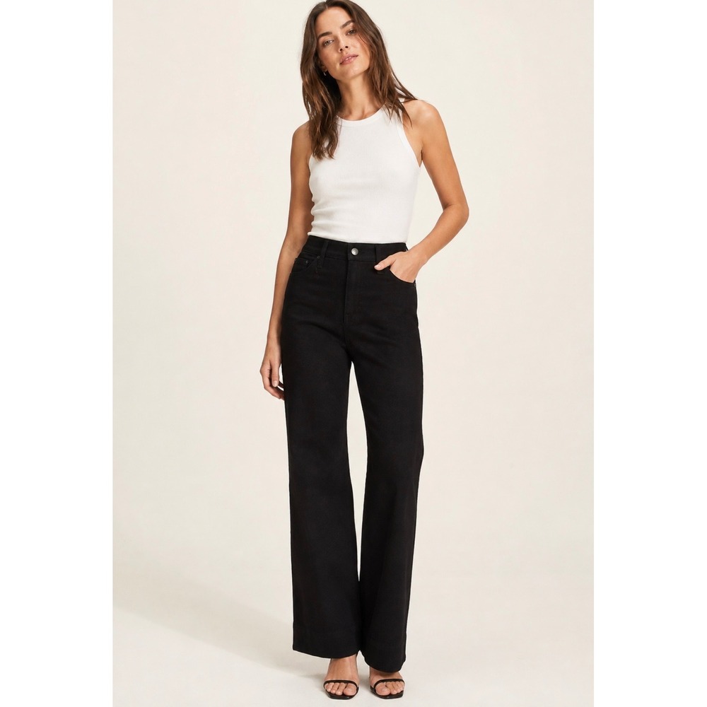 J.Crew '96 Wide Leg High Rise Denim Trouser Jeans Black Size 32 Classic NWT‎